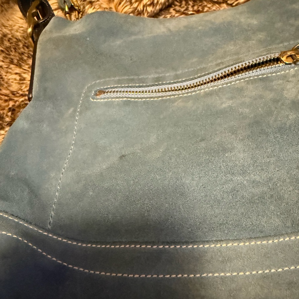 Coach Blue Suede Shoulder Bag - Picture 6 of 11